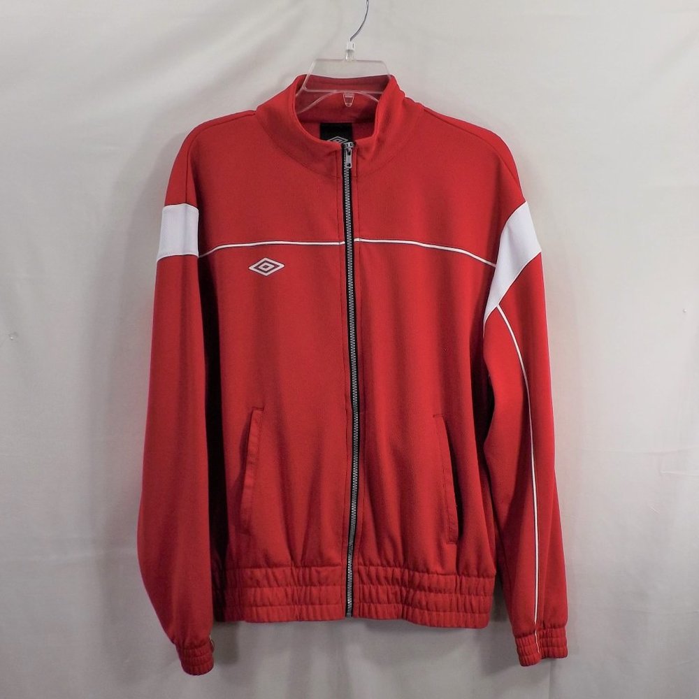 NWOT Umbro Mens Red & White Zip Up Varsity Sport Jacket M - Picture 2 of 14